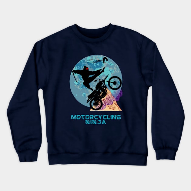 Motorcycling Ninja - Funny Ninja Crewneck Sweatshirt by SEIKA by FP